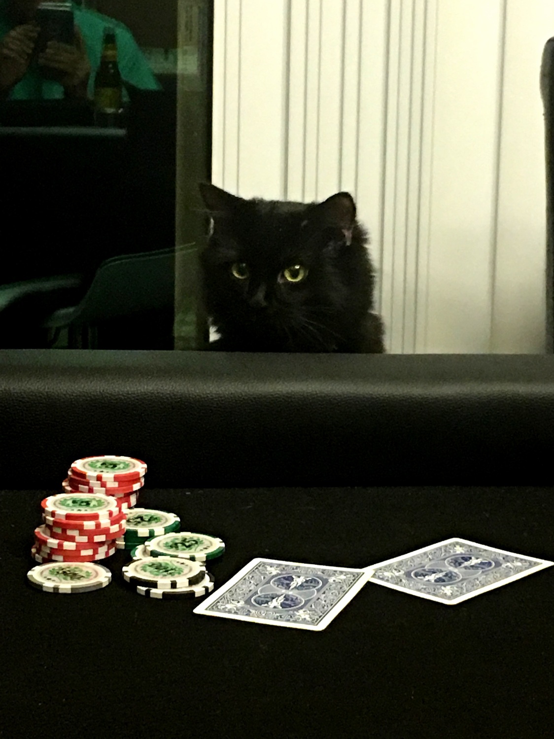 Practicing her poker face